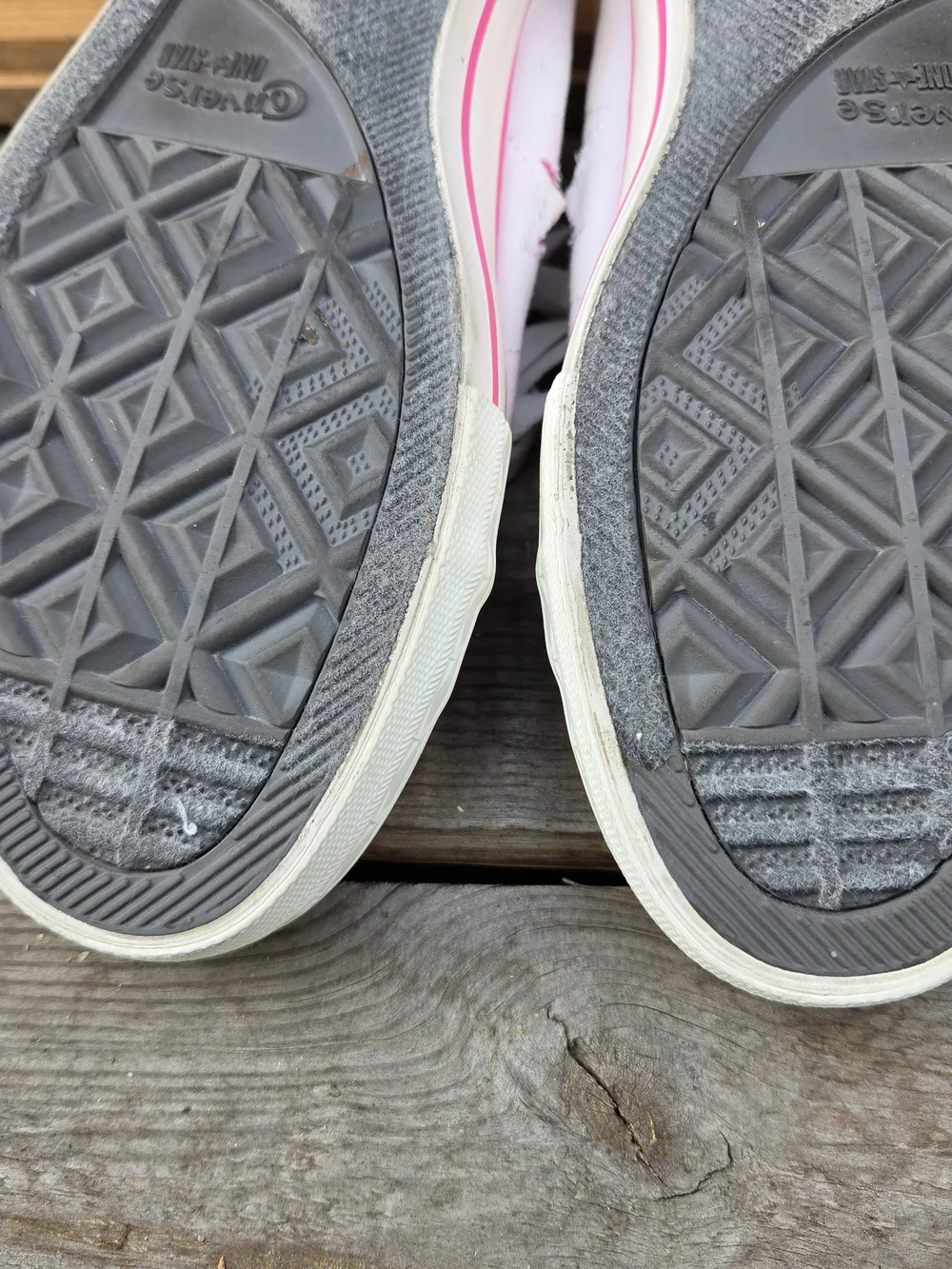 Converse White Canvas Sneakers with Pink Toe and Star Accents